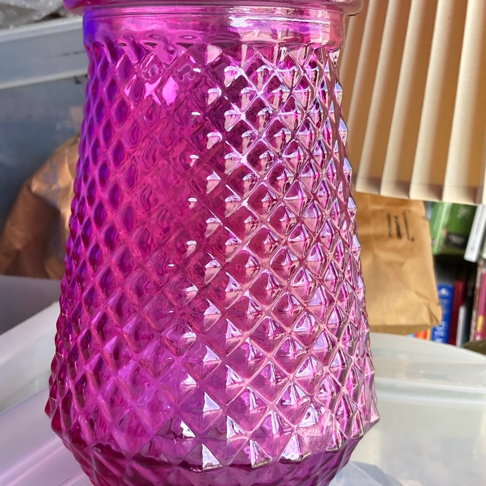 Hobnail Glass Vase Pinkish purple